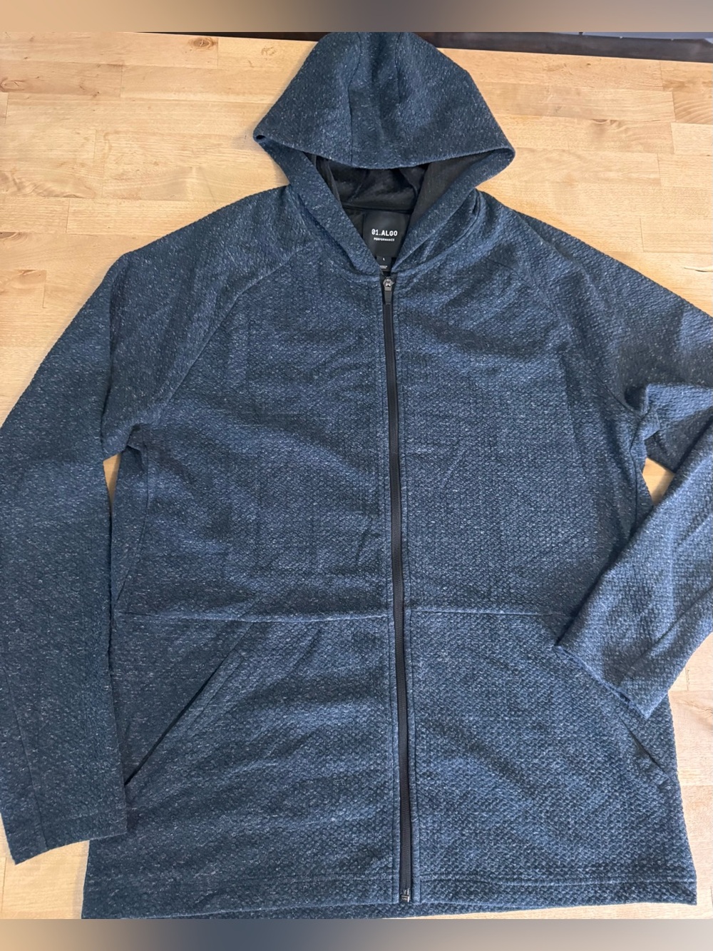 01. Algo Performance Men's Heather Navy Full-Zip Hoodie